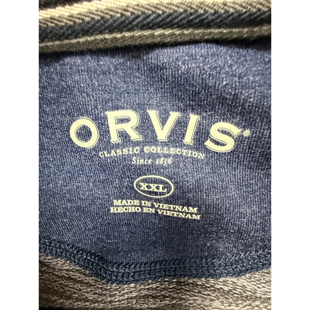 Orvis Quarter Zip Pullover Mens XXL Blue Heathered Classic Collection